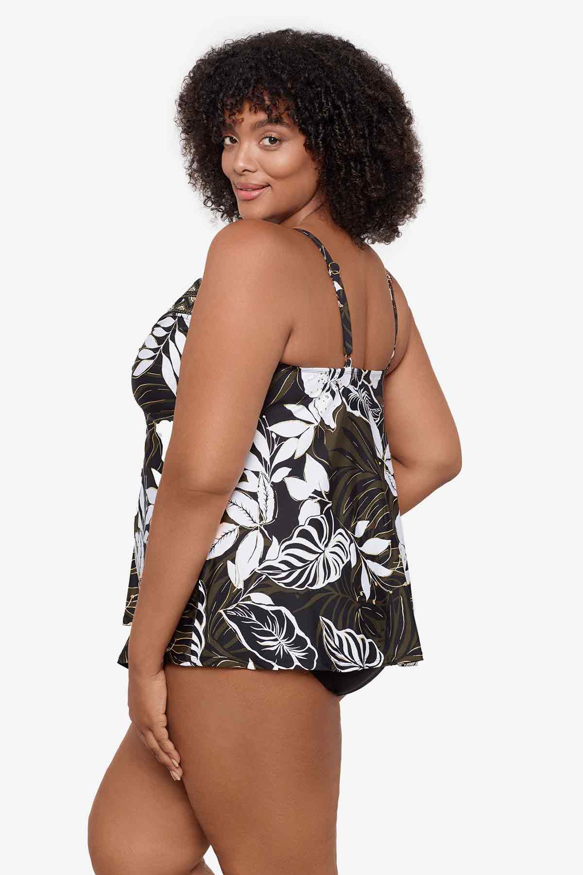 Miraclesuit Black/Multi Plus Size Elle Dorado Love Knot Tankini Top