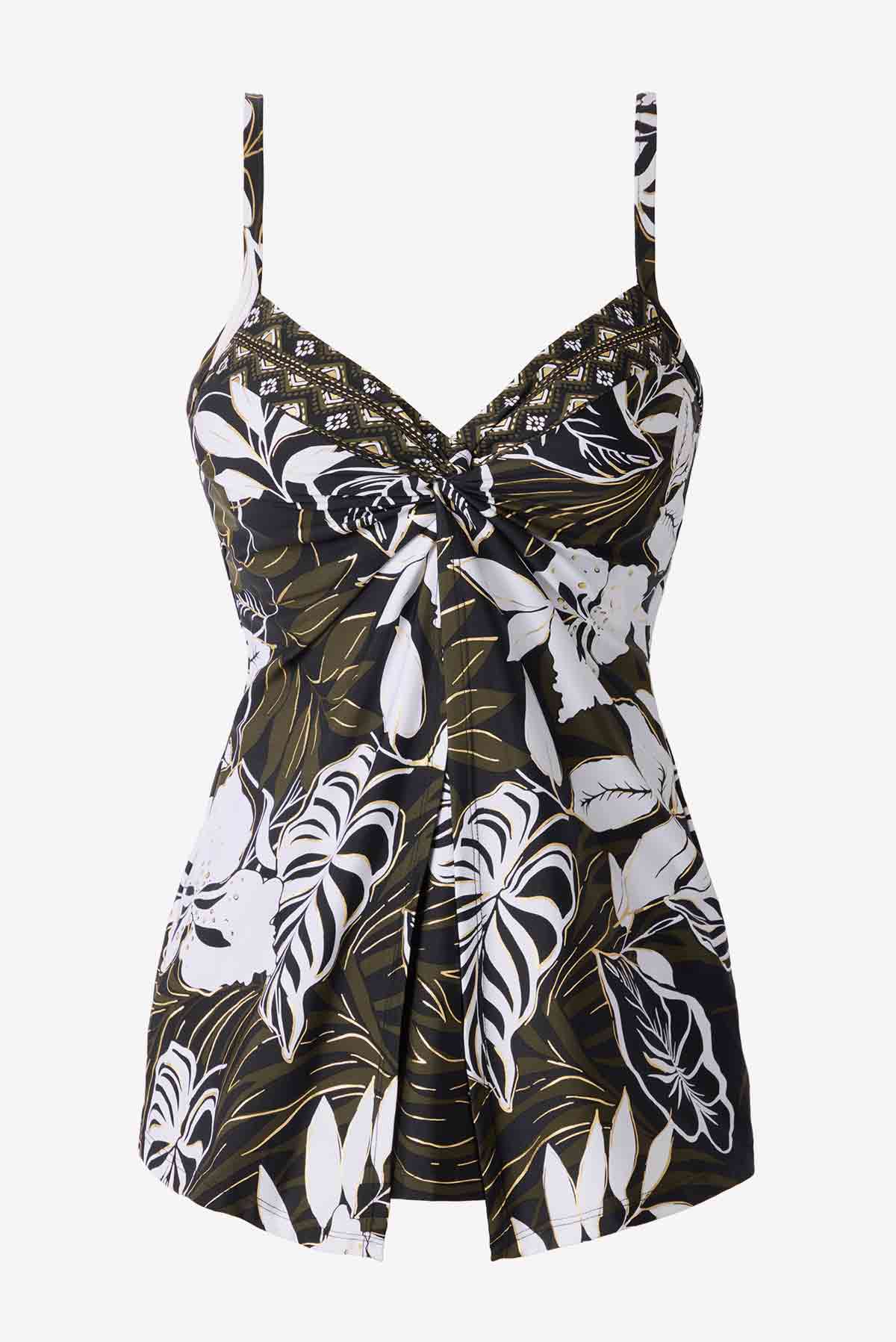Miraclesuit Black/Multi Plus Size Elle Dorado Love Knot Tankini Top