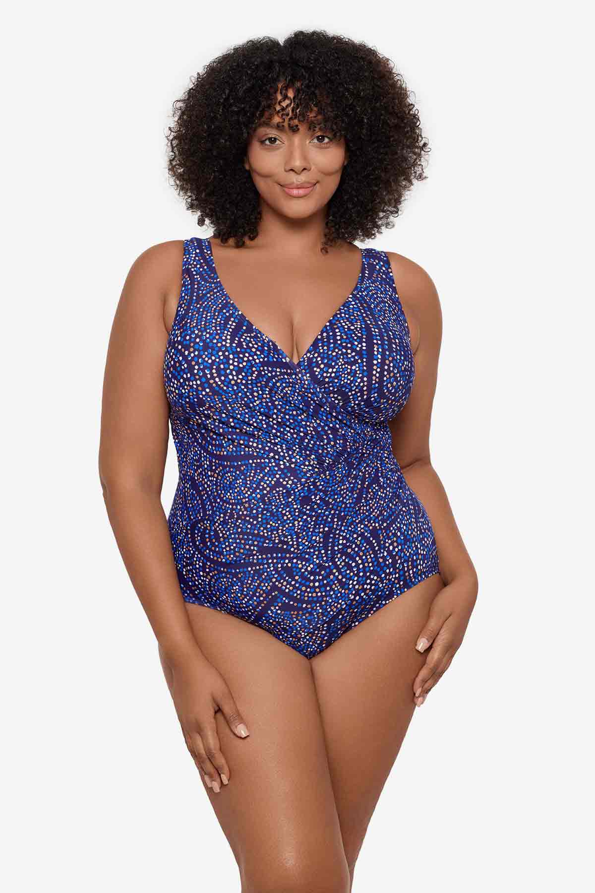 Miraclesuit Plum/Multi Plus Size Spotlight Oceanus One Piece Swimsuit