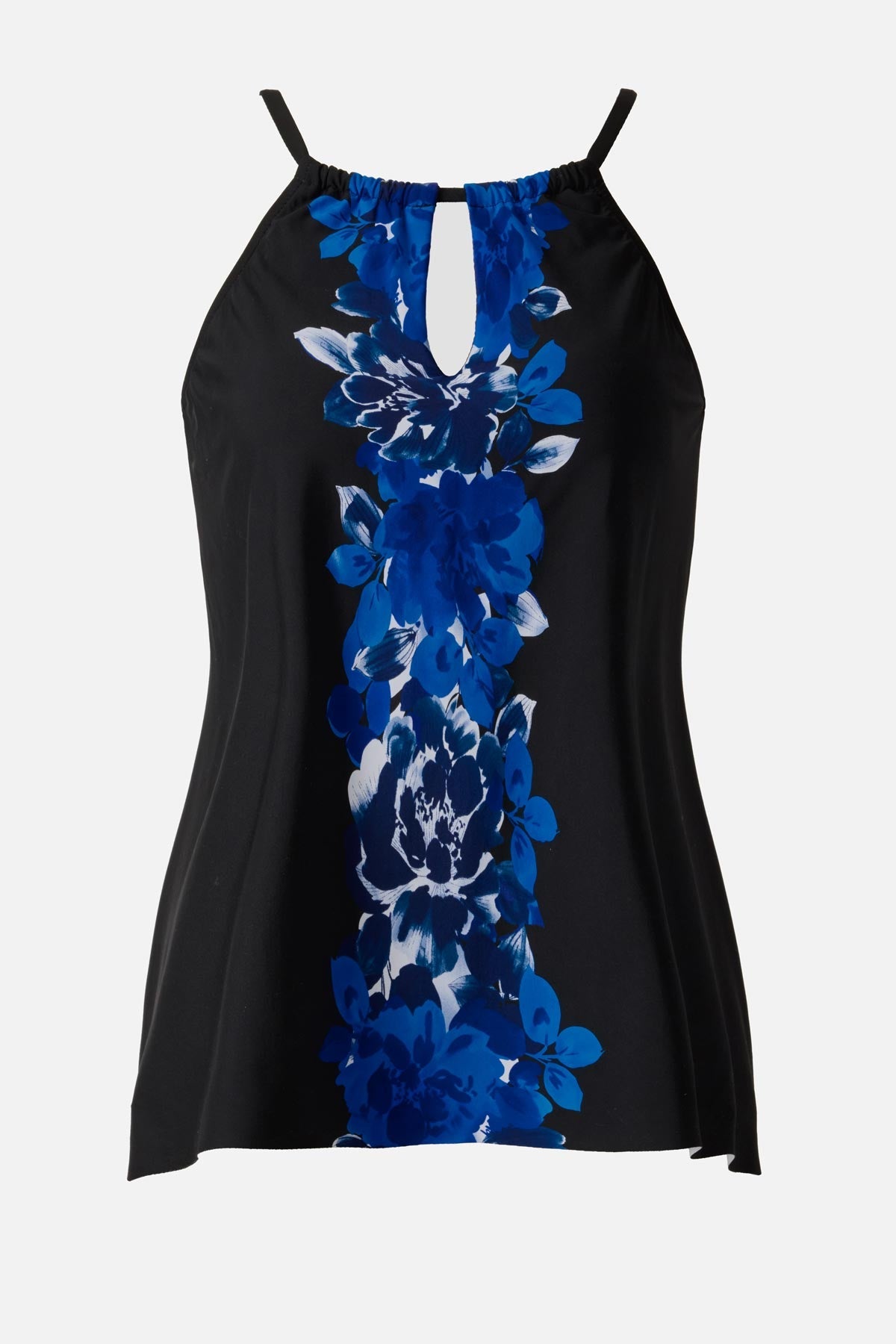 Miraclesuit Black/Multi Plus Size Peephole Tankini Top in Ombra Fiore