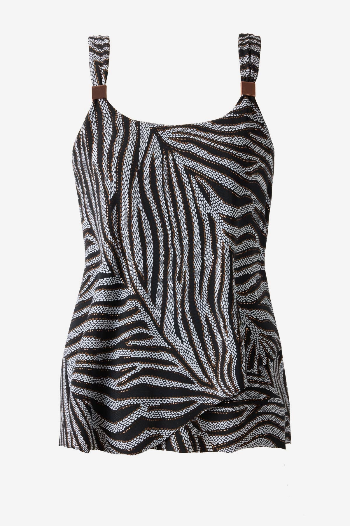 Miraclesuit Black/White Plus Size Dazzle Tankini Top in Zirconic