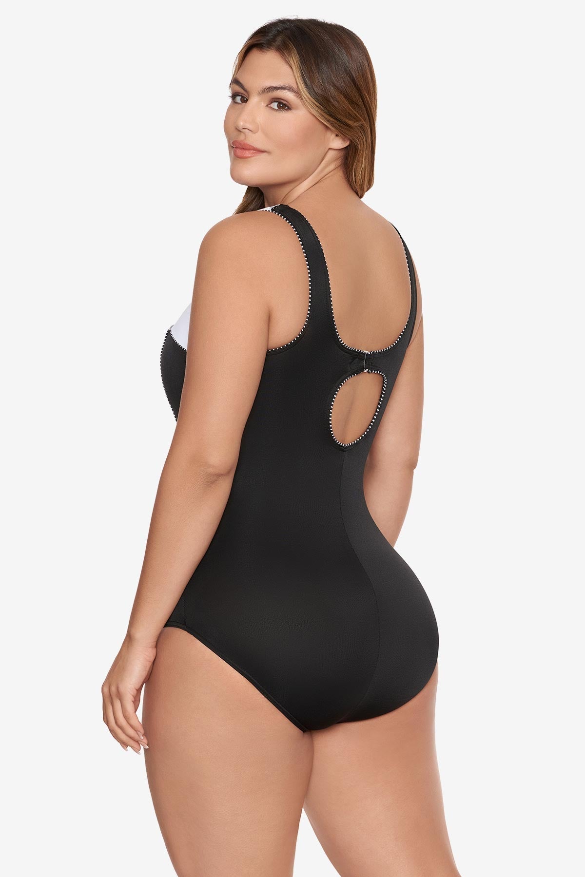 Miraclesuit Black/White Plus Size Tummy Control Swimsuit - Colorblock Touche One Piece
