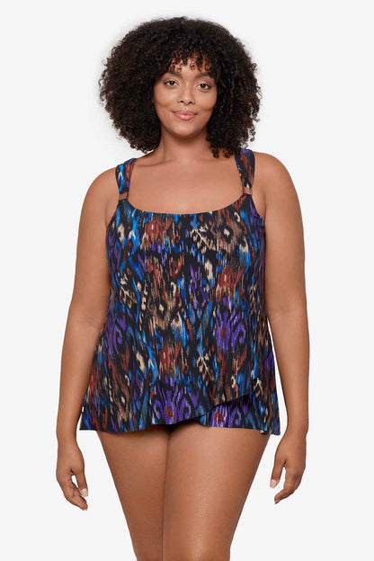 Miraclesuit Black/Multi Plus Size Tapiz Dazzle Tankini Top