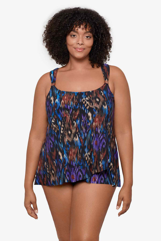 Miraclesuit Black/Multi Plus Size Tapiz Dazzle Tankini Top