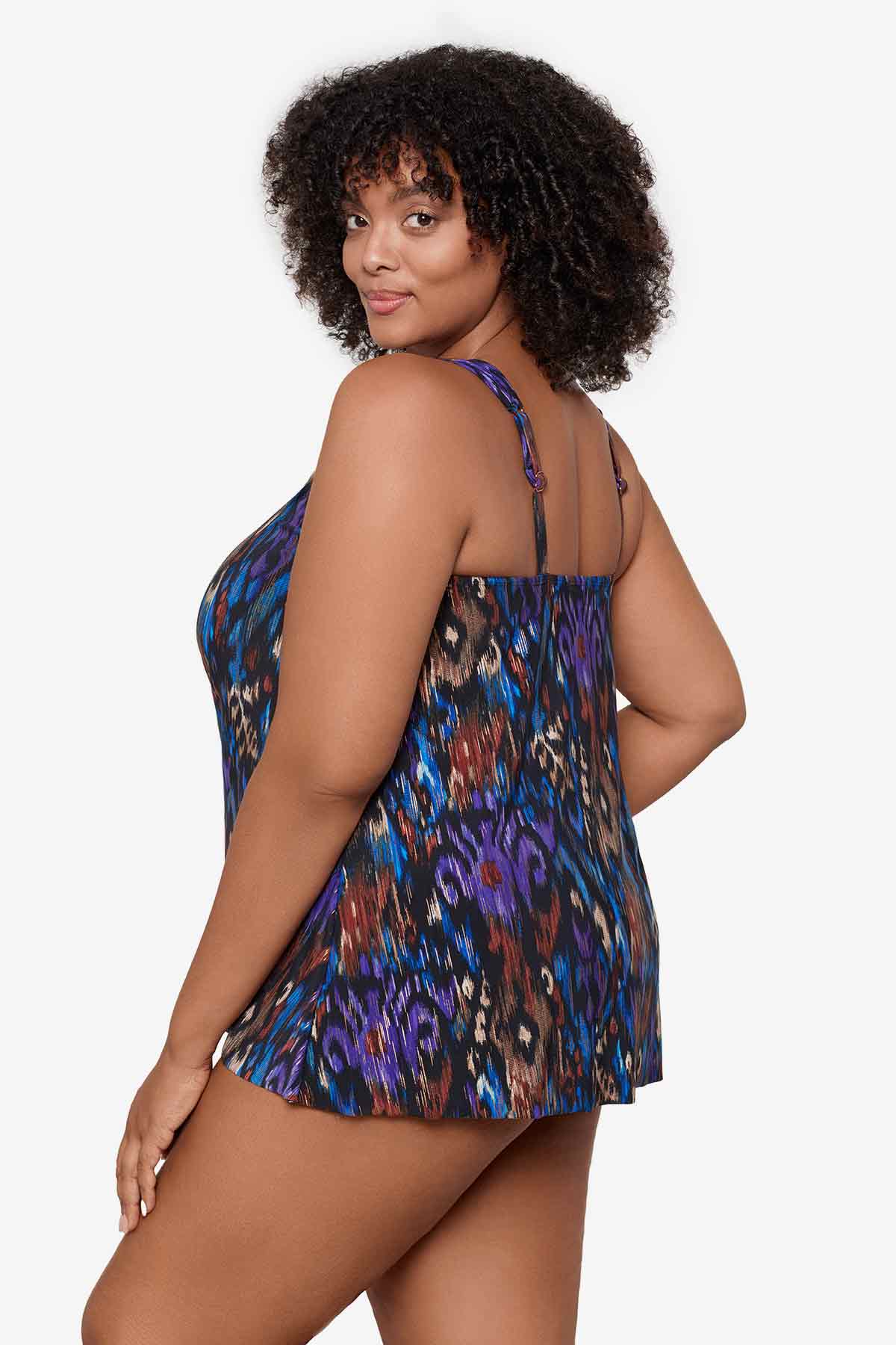 Miraclesuit Black/Multi Plus Size Tapiz Dazzle Tankini Top
