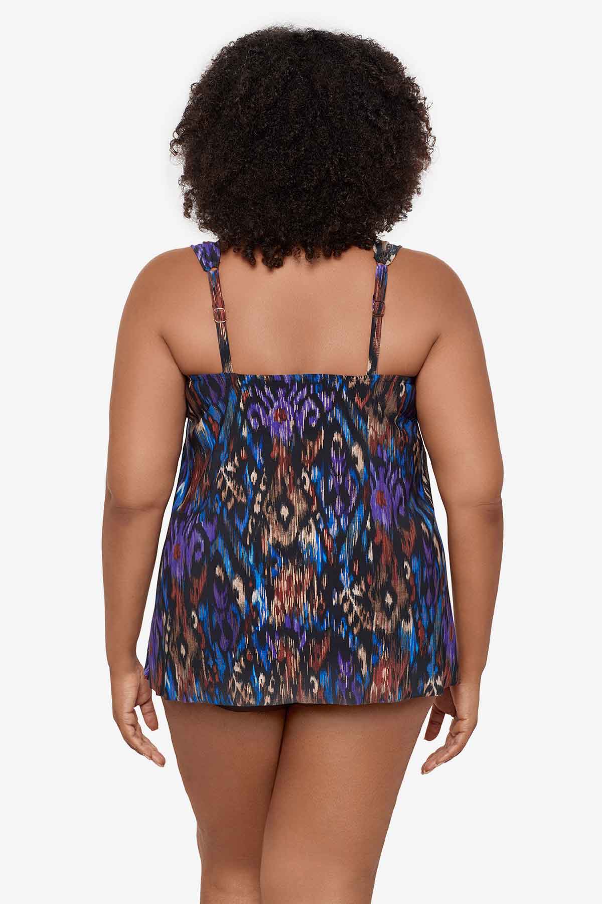 Miraclesuit Black/Multi Plus Size Tapiz Dazzle Tankini Top