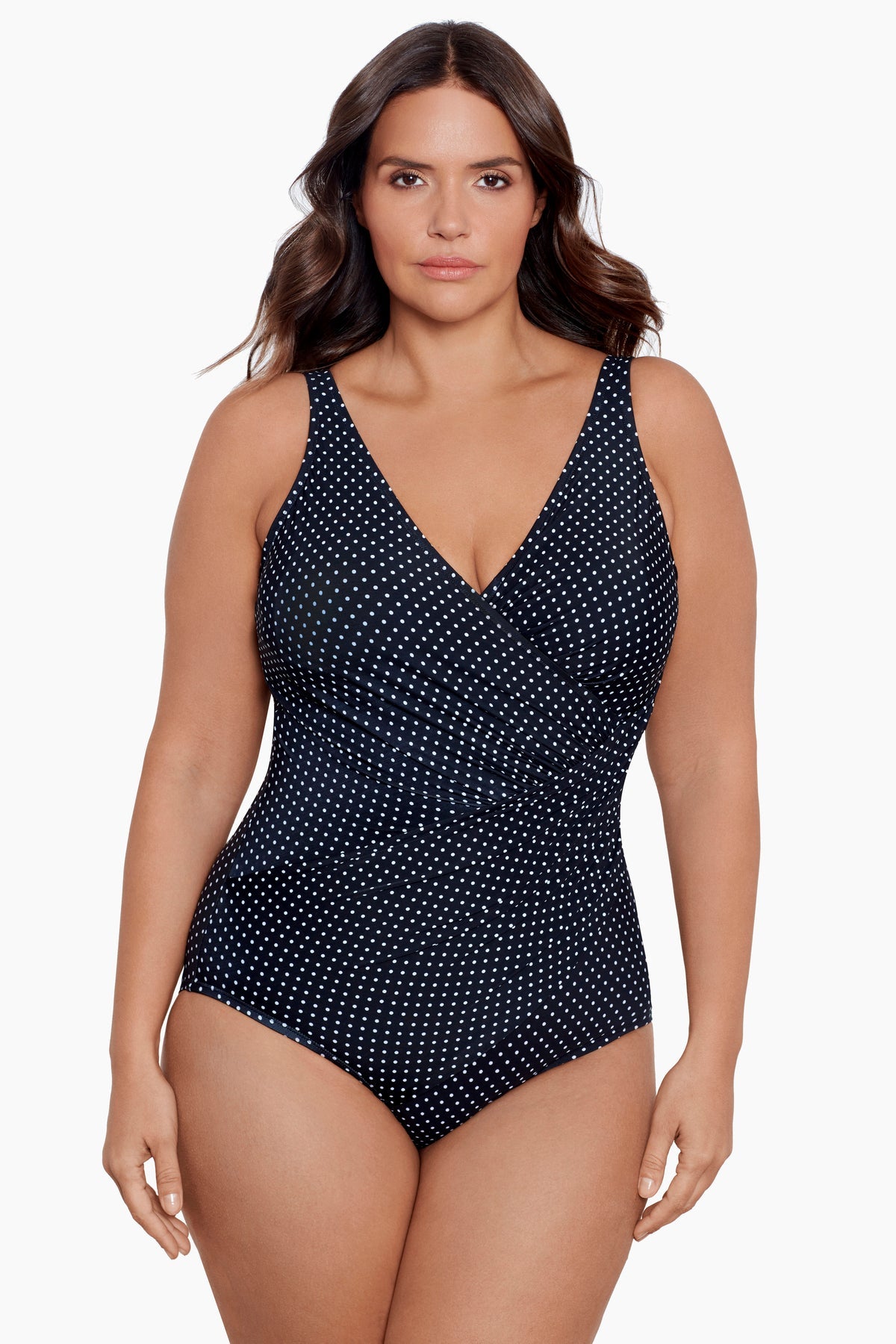 Miraclesuit Black/White Plus Size Pin Point Oceanus One Piece