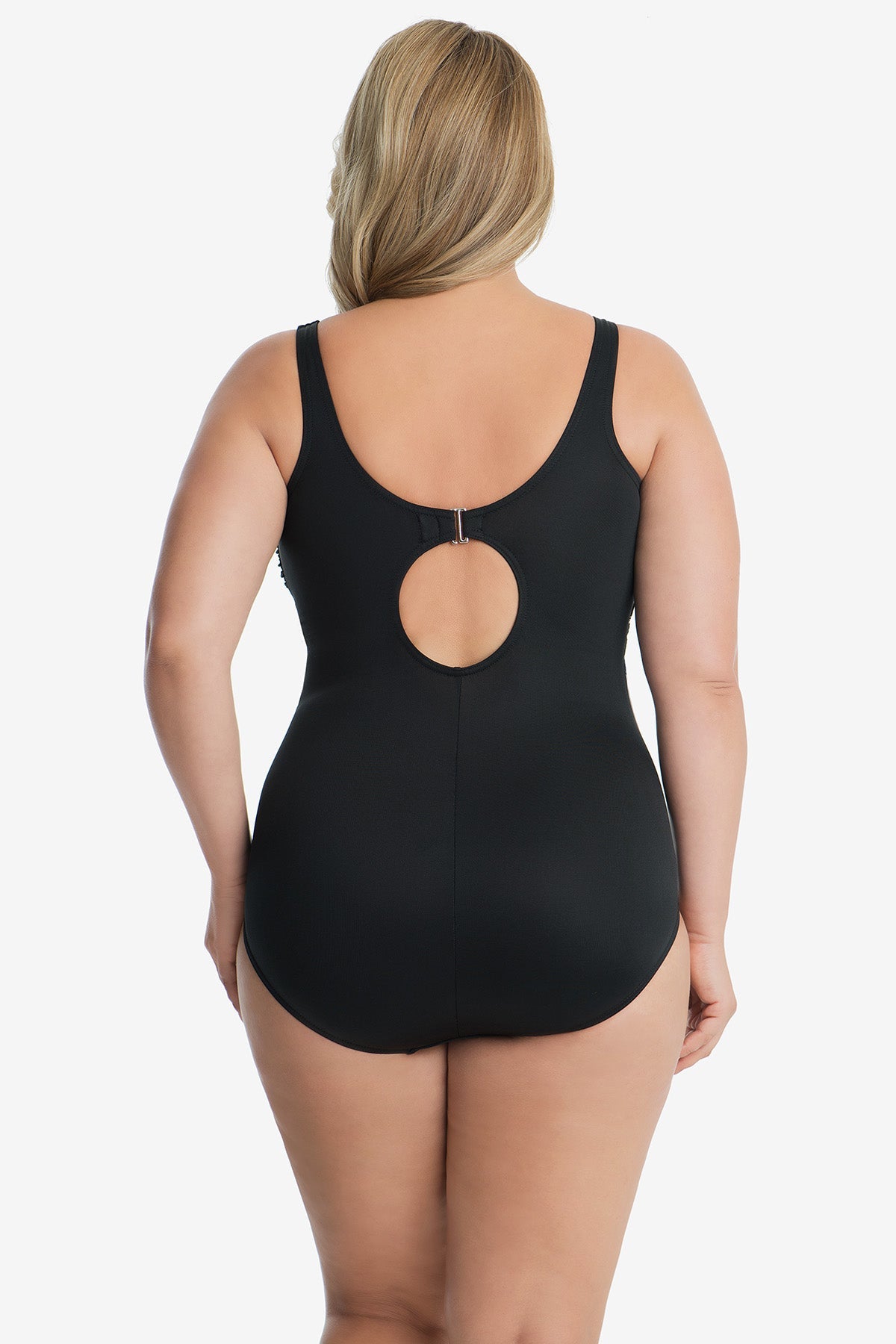 Miraclesuit Black/White Tummy Control Plus Size Swimwear - Colorblock Helix One Piece