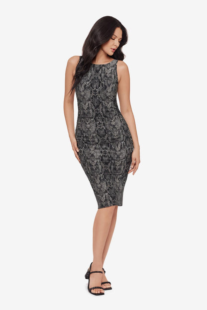Miraclesuit Black/Multi Body by Regi Shaping Dress In Serpiente