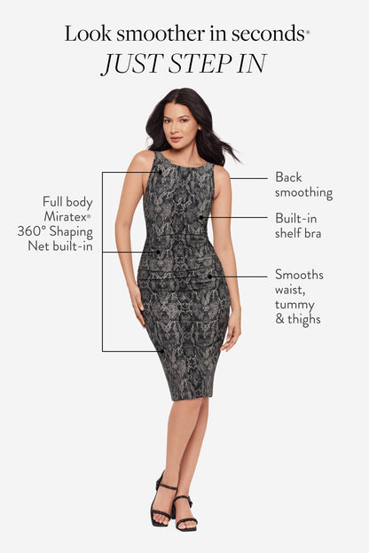 Miraclesuit Black/Multi Body by Regi Shaping Dress In Serpiente