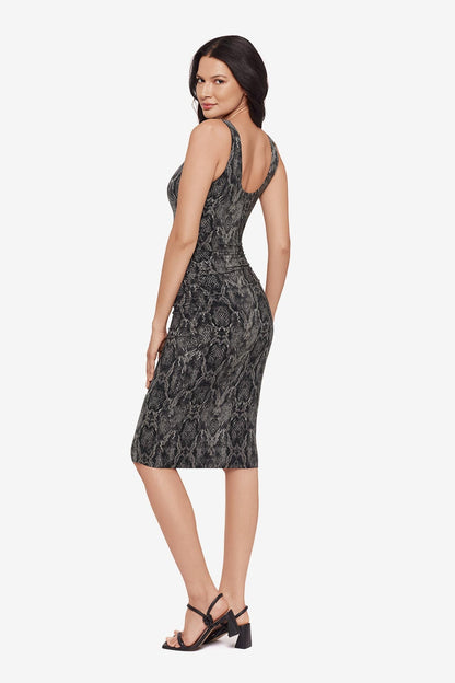 Miraclesuit Black/Multi Body by Regi Shaping Dress In Serpiente