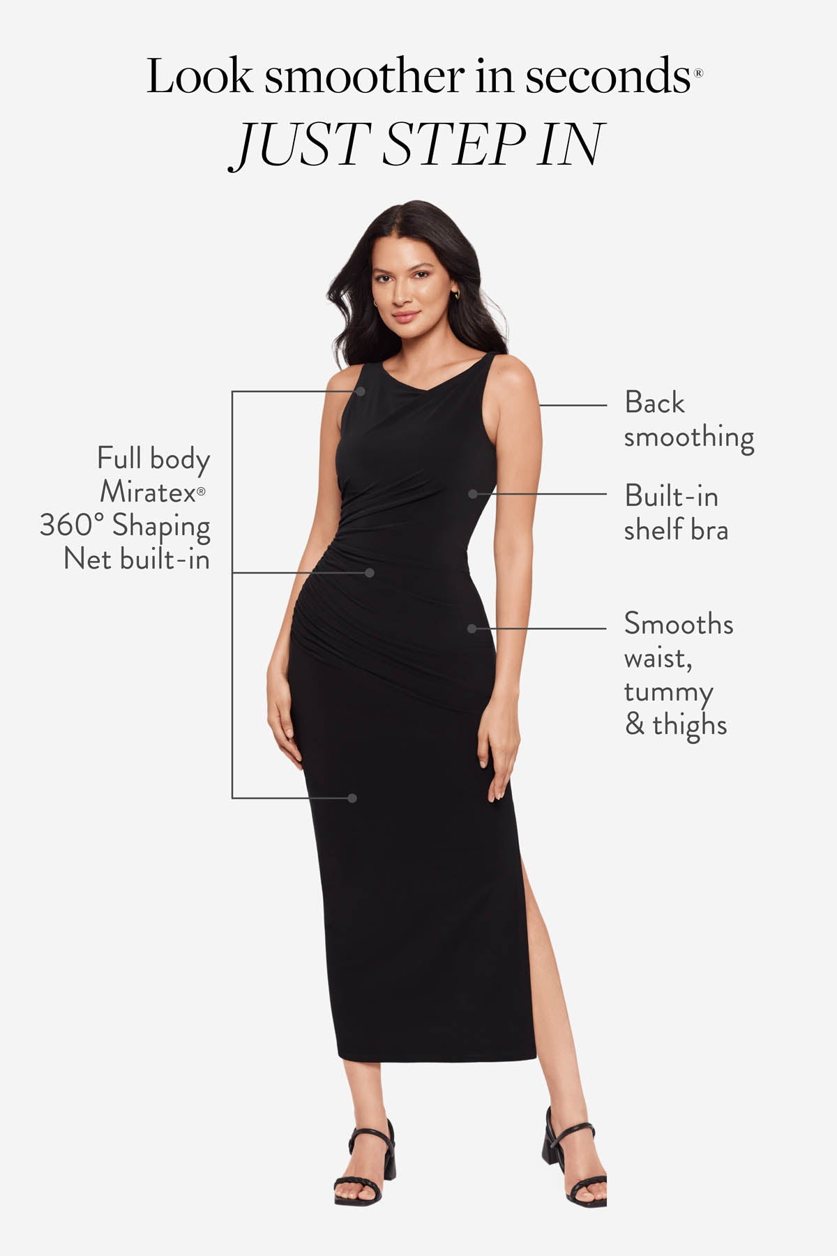 Miraclesuit Black Body by Maxi Shaping Dress in Black