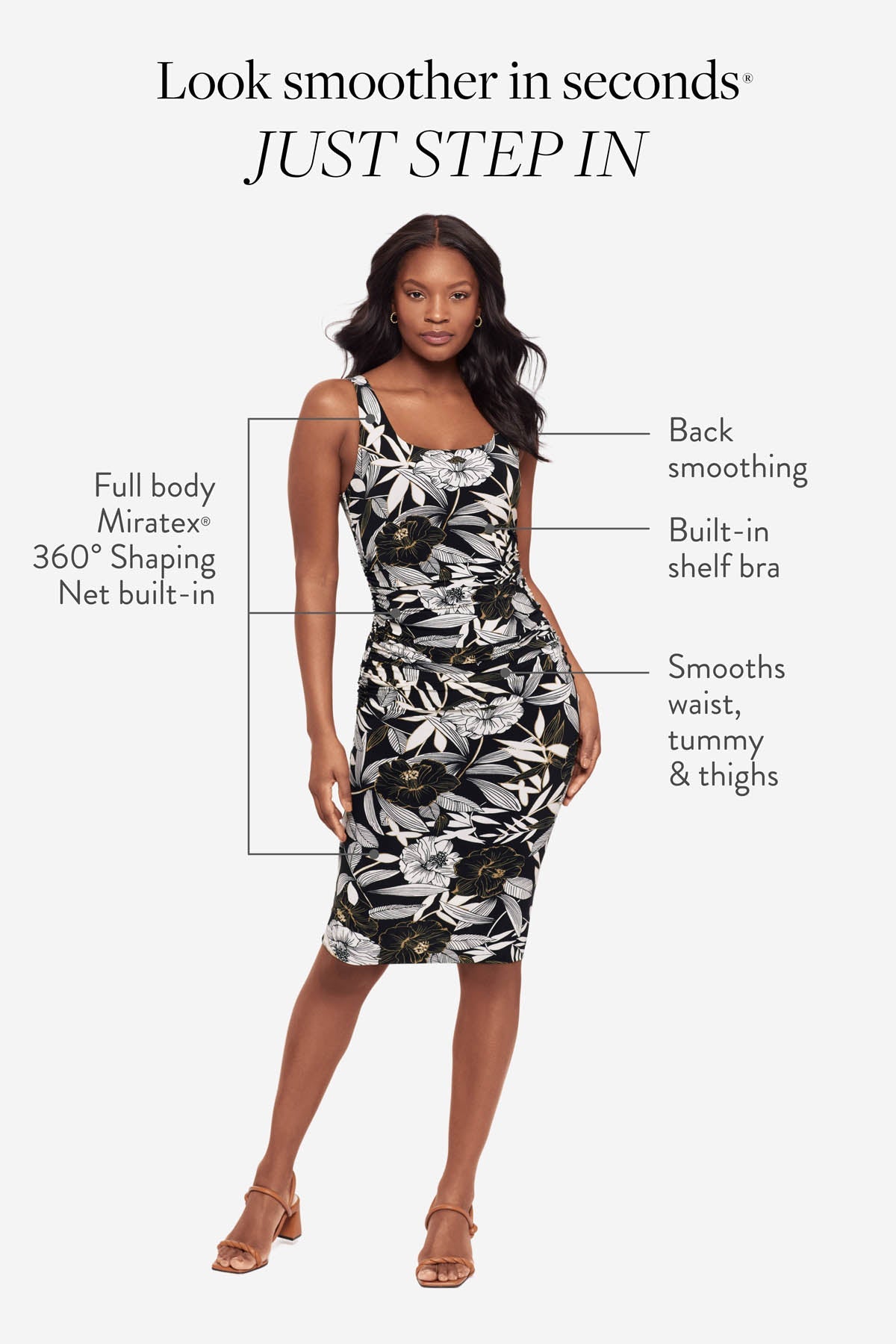 Miraclesuit Black/Multi Body by Suki Shaping Dress In Lirios