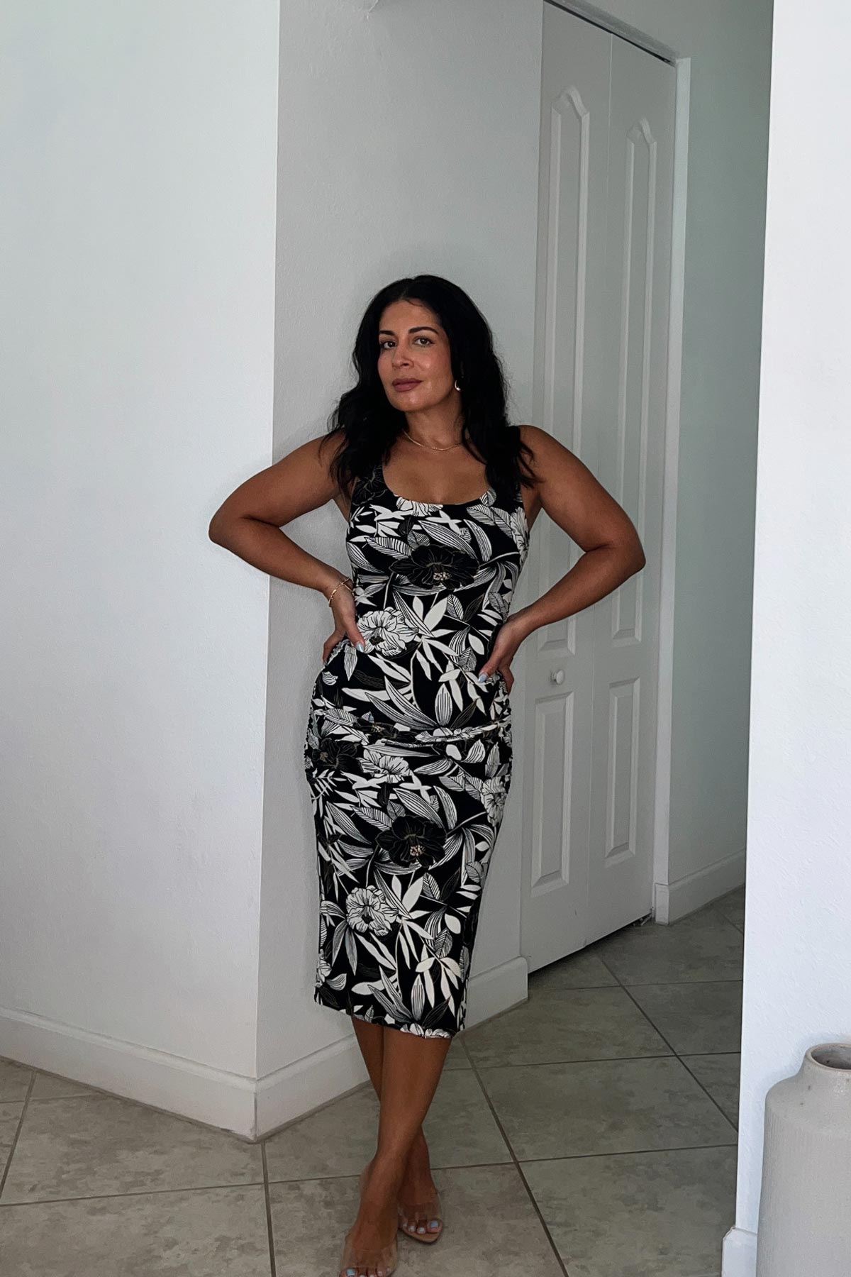 Miraclesuit Black/Multi Body by Suki Shaping Dress In Lirios