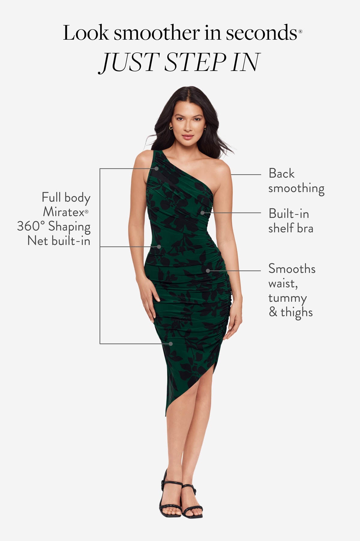 Miraclesuit Black/Multi Body by Jeni Shaping Dress in Petalos