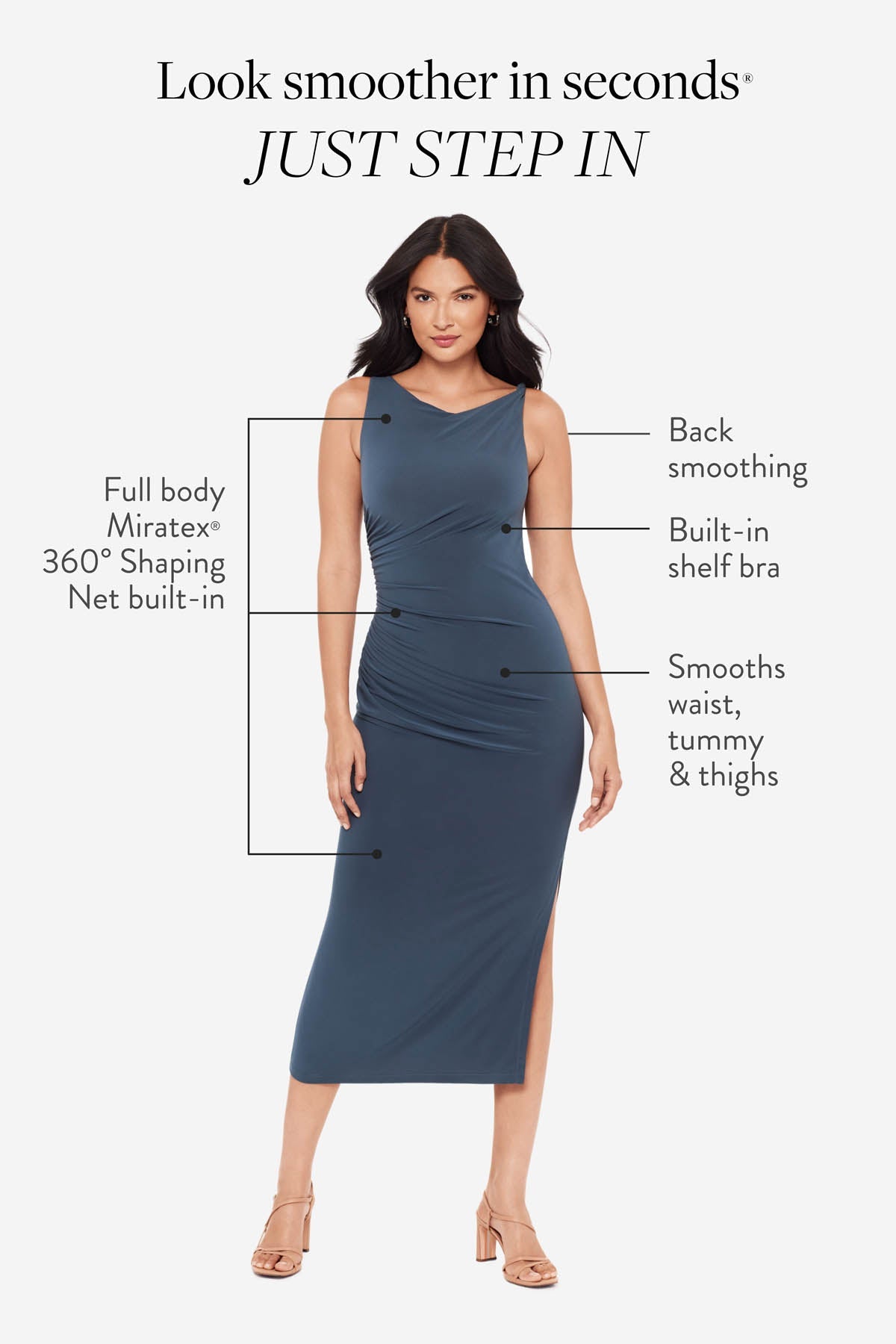 Miraclesuit Slate Maxi Shaping Dress in Slate Grey