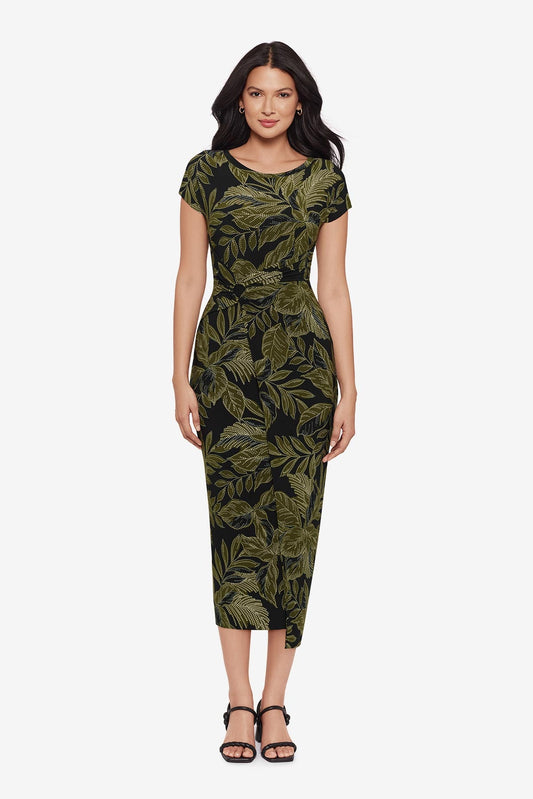 Miraclesuit Black/Multi Body by Loki Wrap Front Shaping Dress in Olive Branch