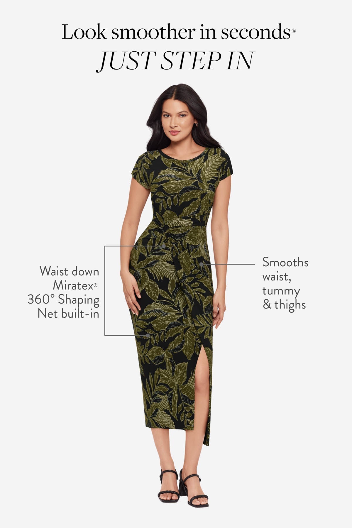 Miraclesuit Black/Multi Body by Loki Wrap Front Shaping Dress in Olive Branch