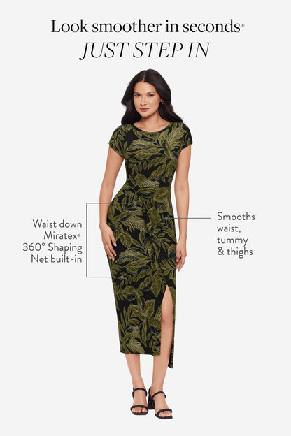 Miraclesuit Black/Multi Body by Loki Wrap Front Shaping Dress in Olive Branch
