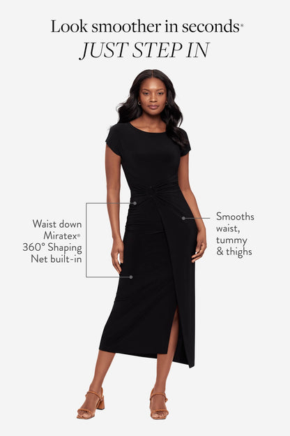 Miraclesuit Black Body by Loki Wrap Front Shaping Dress in Black