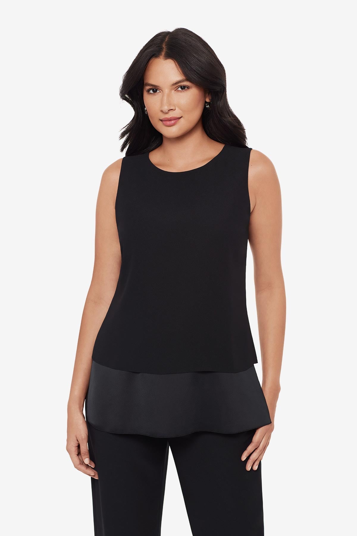Miraclesuit Black Crepe Layered Tunic in Black