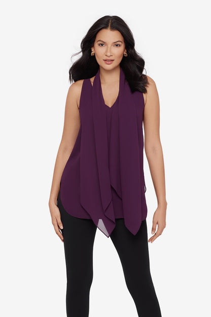 Miraclesuit Plum Soft Georgette Layered Tunic in Plum