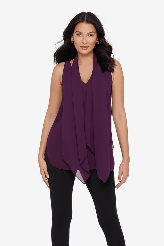 Miraclesuit Plum Soft Georgette Layered Tunic in Plum