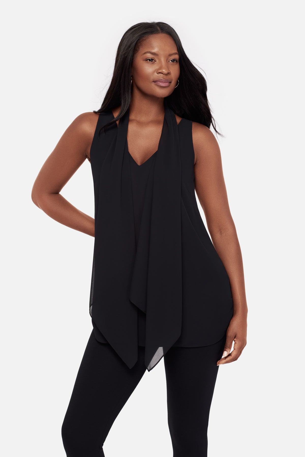 Miraclesuit Black Soft Georgette Layered Tunic in Black