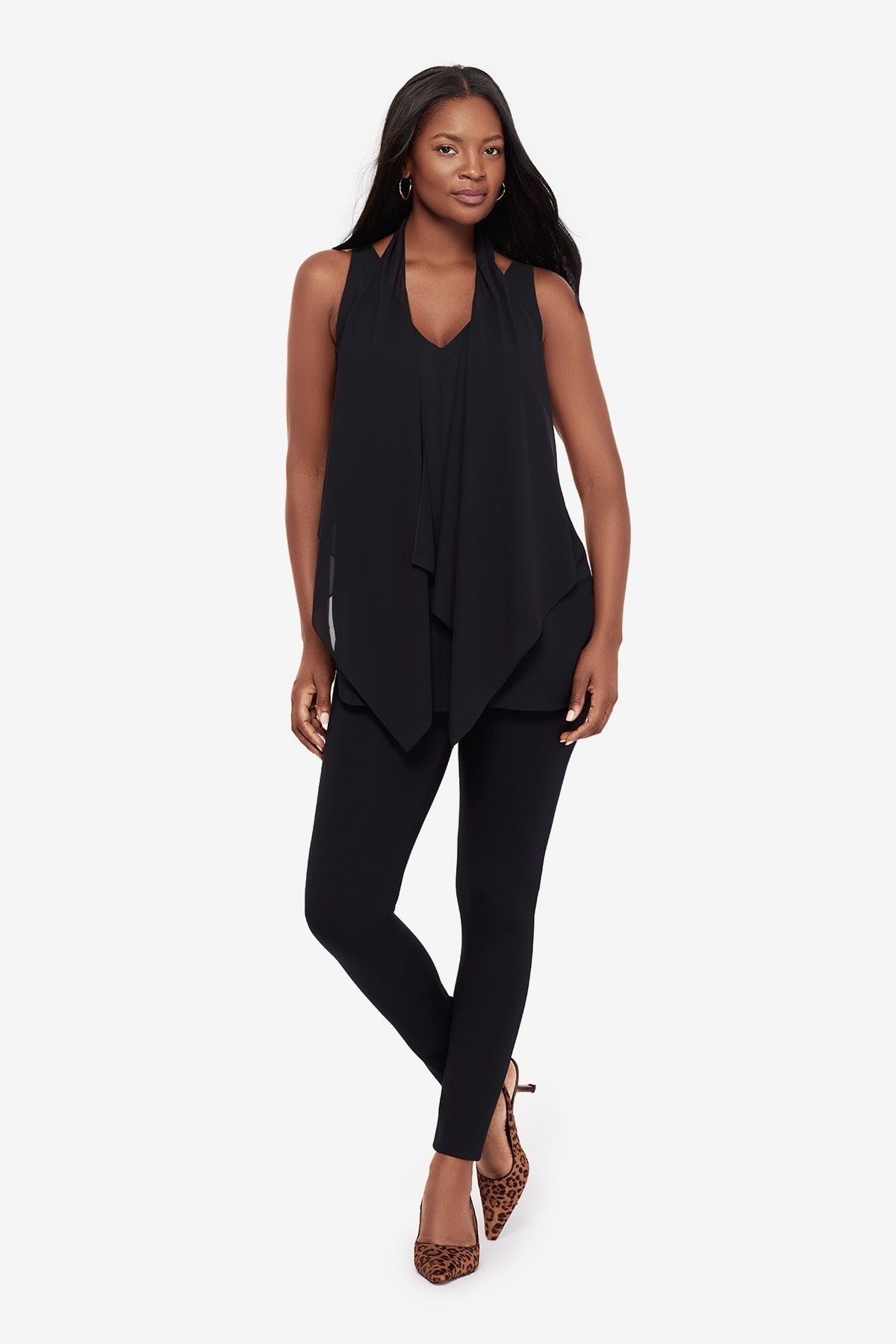 Miraclesuit Black Soft Georgette Layered Tunic in Black