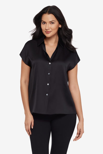 Miraclesuit Black Relaxed Charmeuse Blouse in Black
