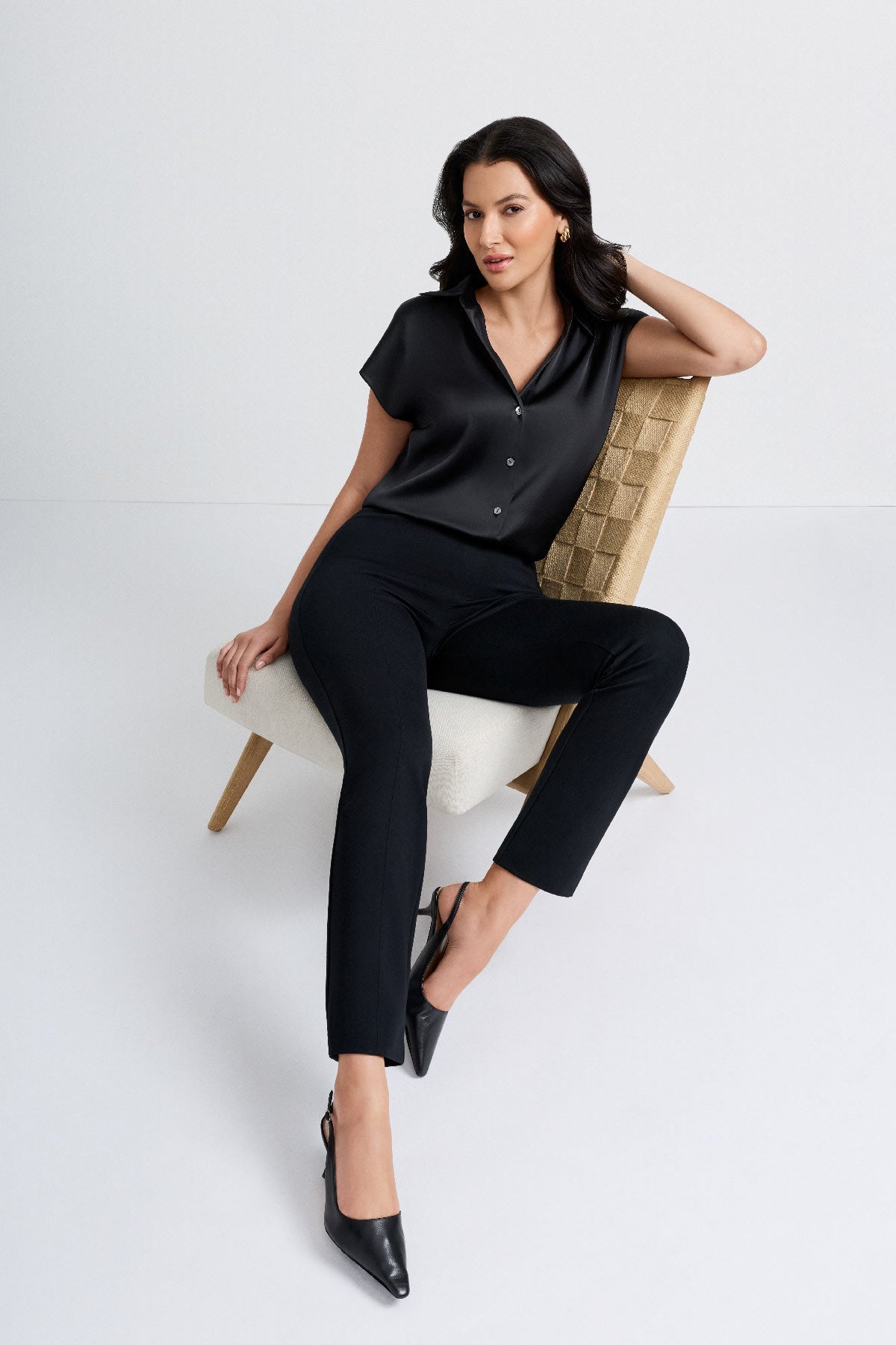 Miraclesuit Black Relaxed Charmeuse Blouse in Black