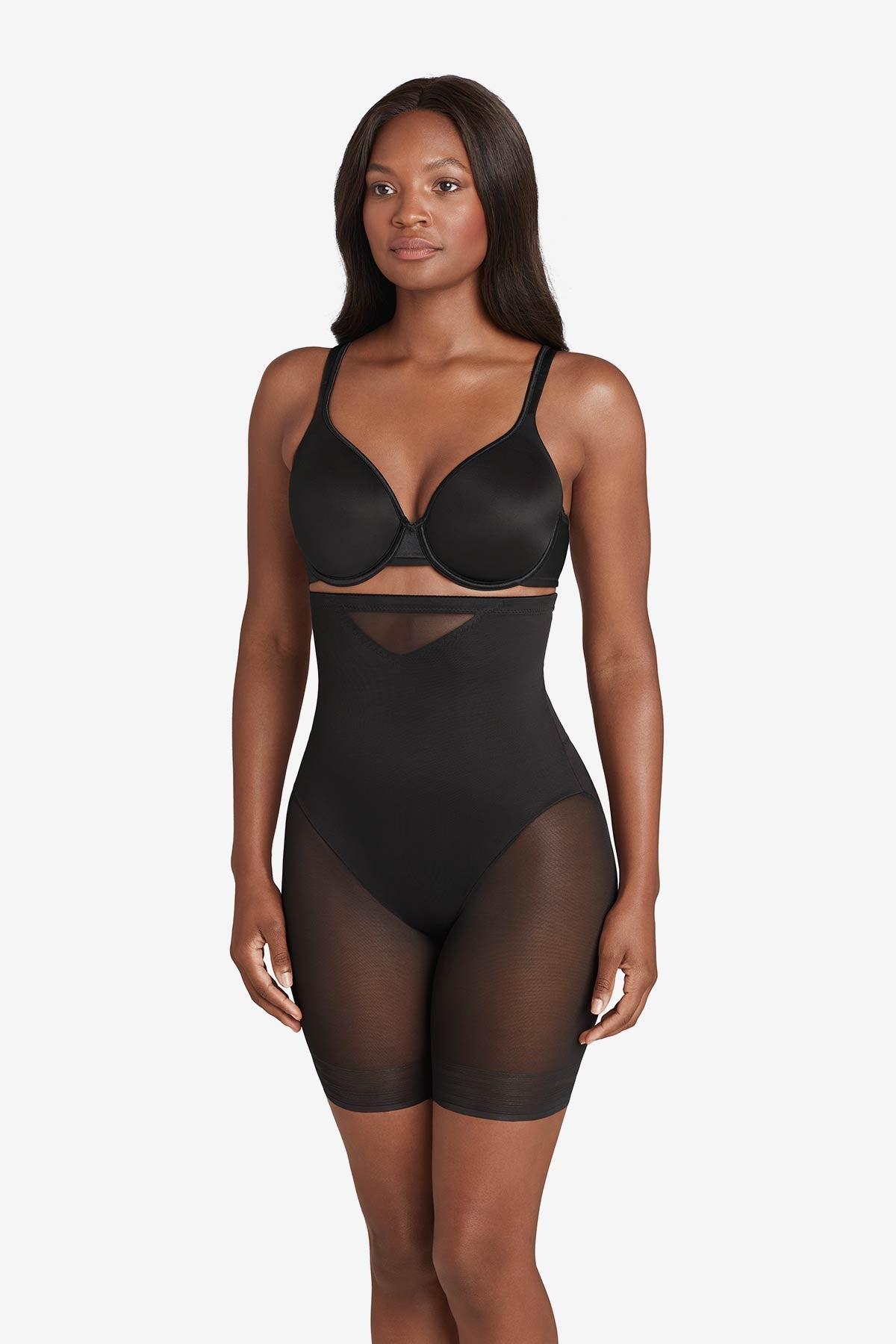 Miraclesuit Black Extra Firm Sexy Sheer Shaping Hi-Waist Thigh Slimmer