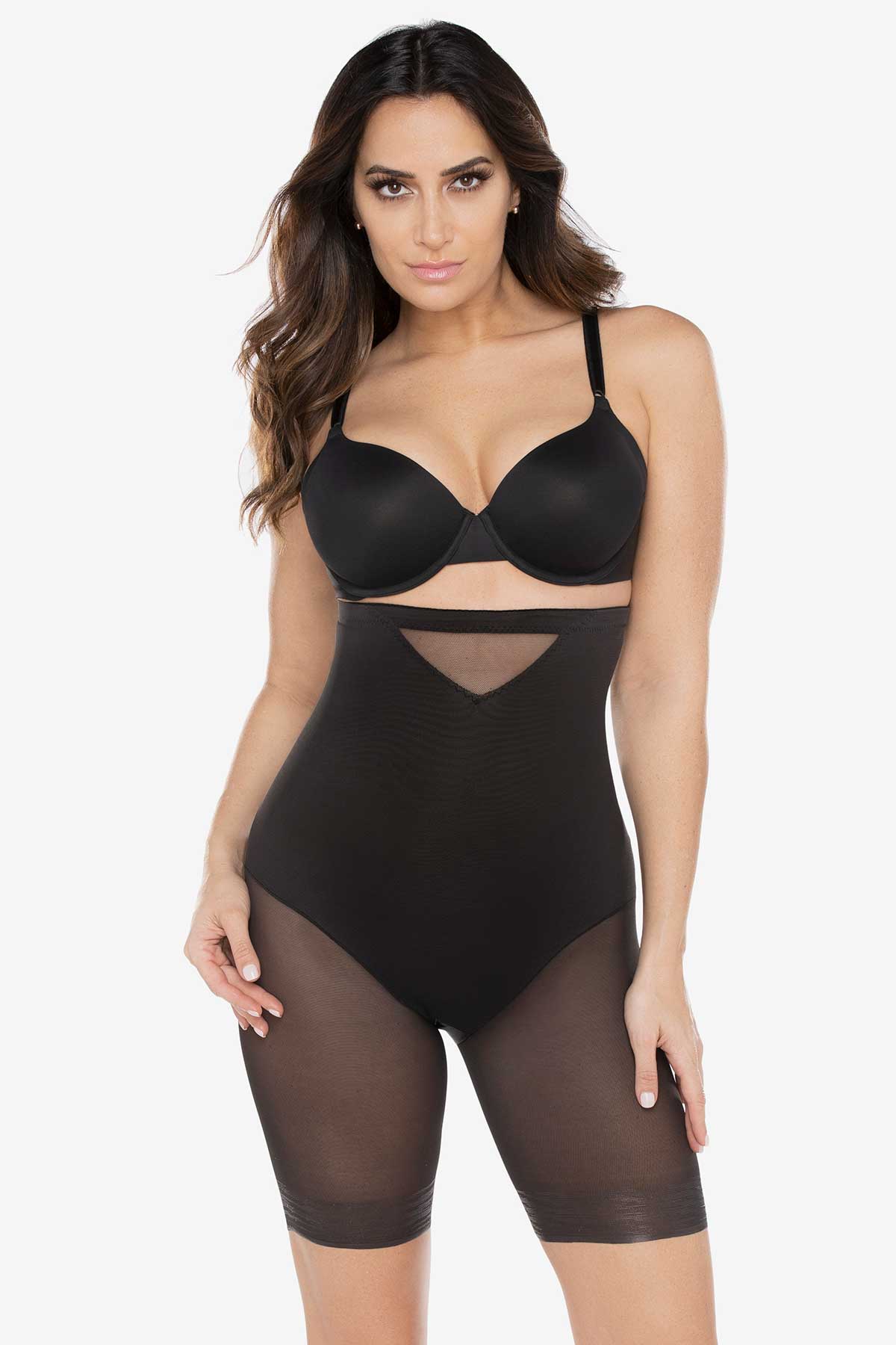 Miraclesuit Black Extra Firm Sexy Sheer Shaping Hi-Waist Thigh Slimmer