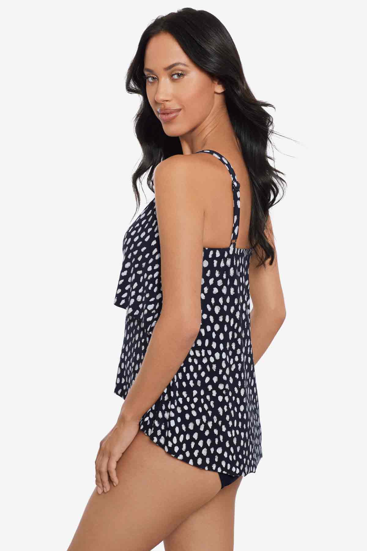 Miraclesuit Black/White Magicsuit Pebbles Grace Tankini Top