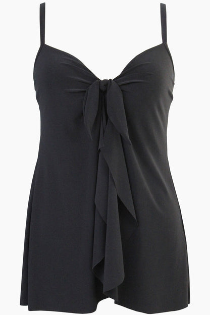 Miraclesuit Black Rock Solid Lovey Swim Dress