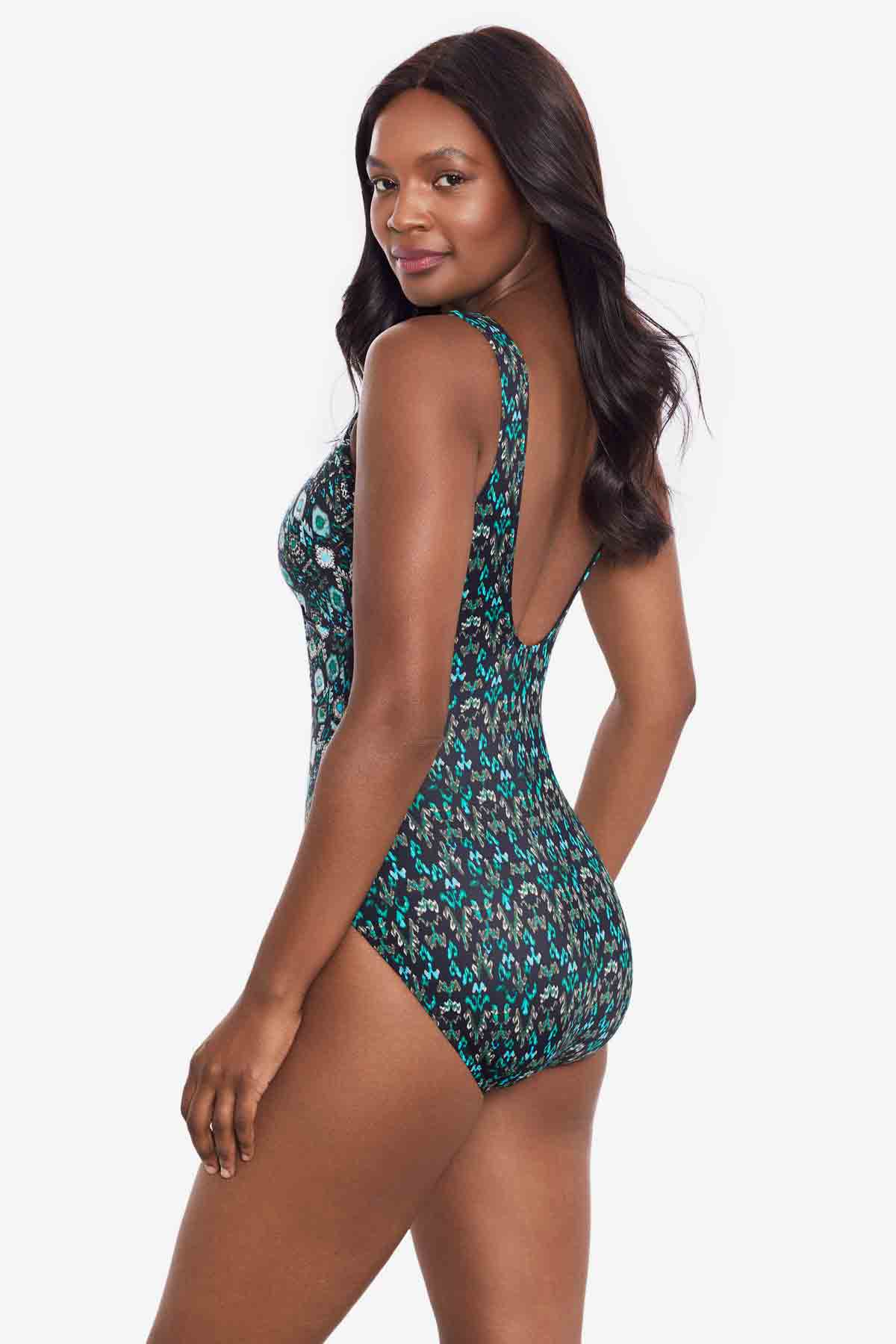 Miraclesuit Black/Multi Bijoux Criss Cross Escape One Piece Swimsuit