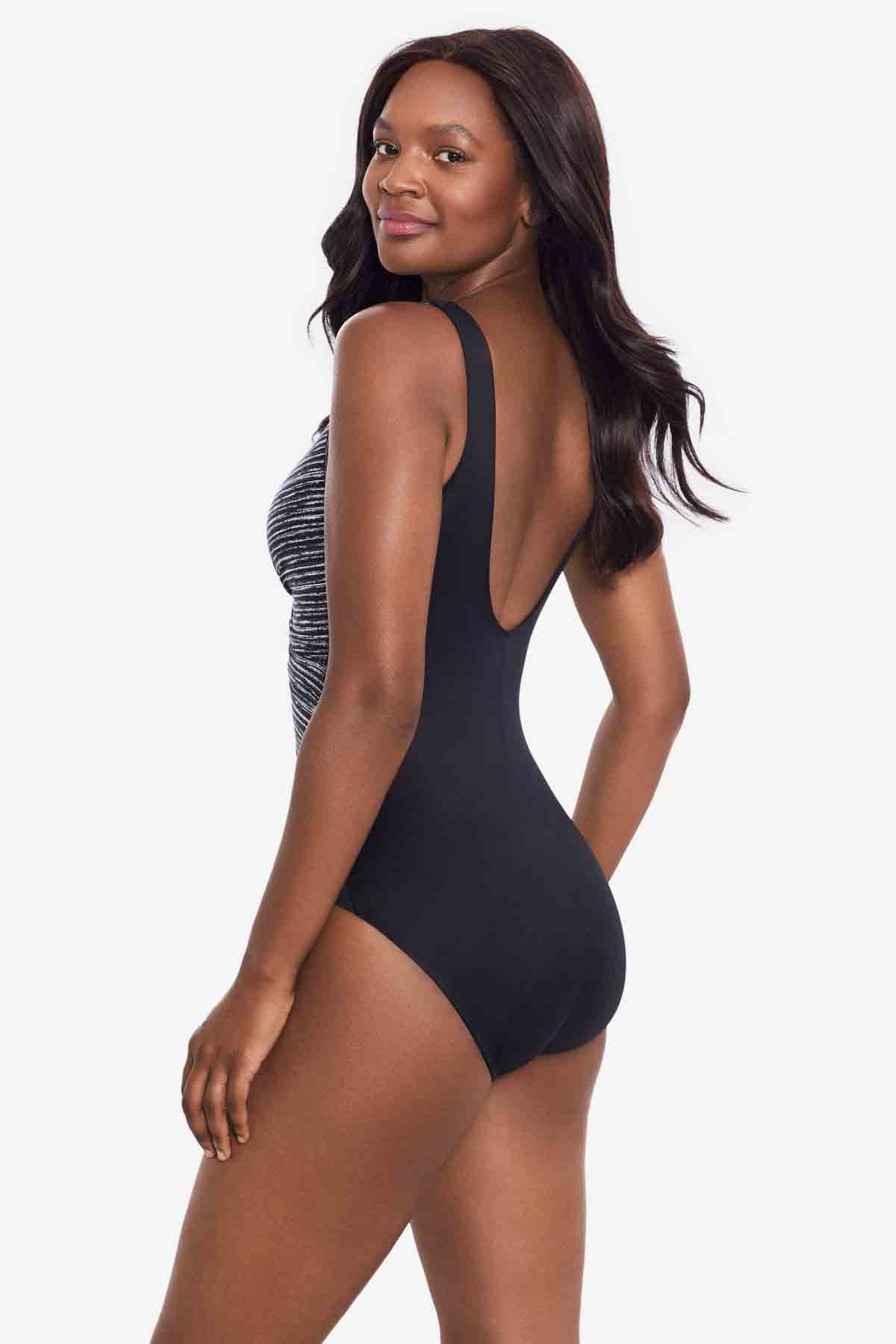 Miraclesuit Black/White Selenite Layered Escape One Piece Swimsuit