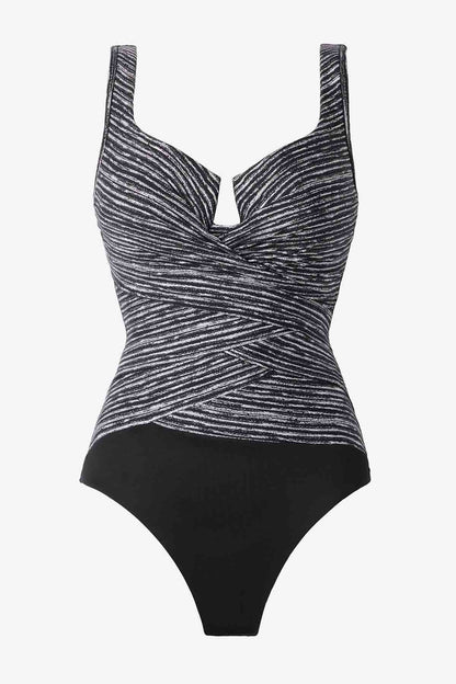 Miraclesuit Black/White Selenite Layered Escape One Piece Swimsuit