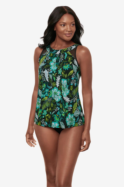 Miraclesuit Black/Multi Ursula Tankini Top in Florica