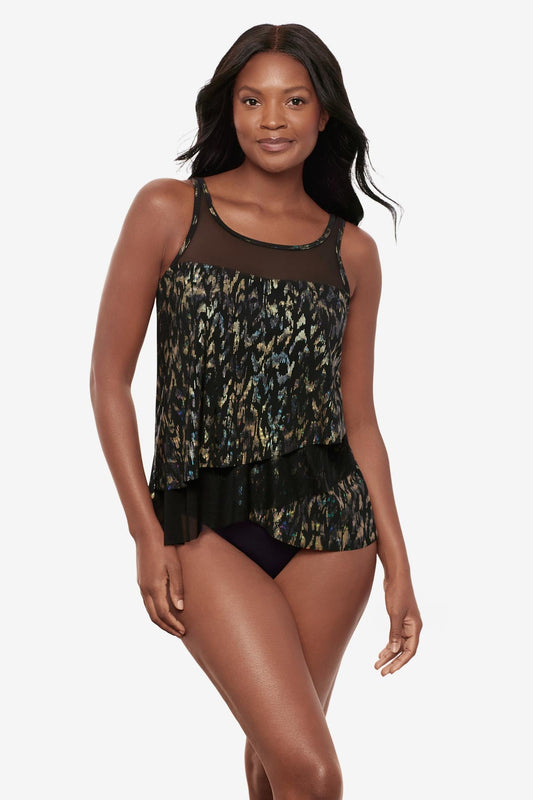 Miraclesuit Black/Multi Mirage Tankini Top in Sparkle Plenty