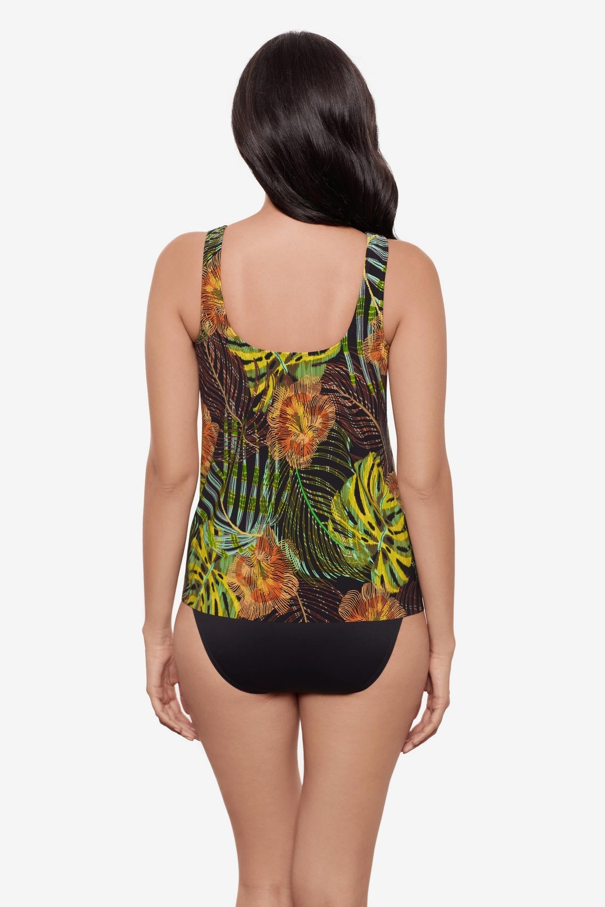 Miraclesuit Black/Multi Ursula Tankini Top in Sunset Islet