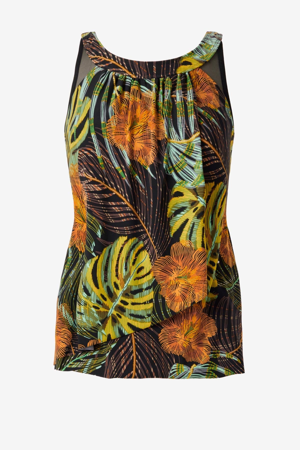 Miraclesuit Black/Multi Ursula Tankini Top in Sunset Islet