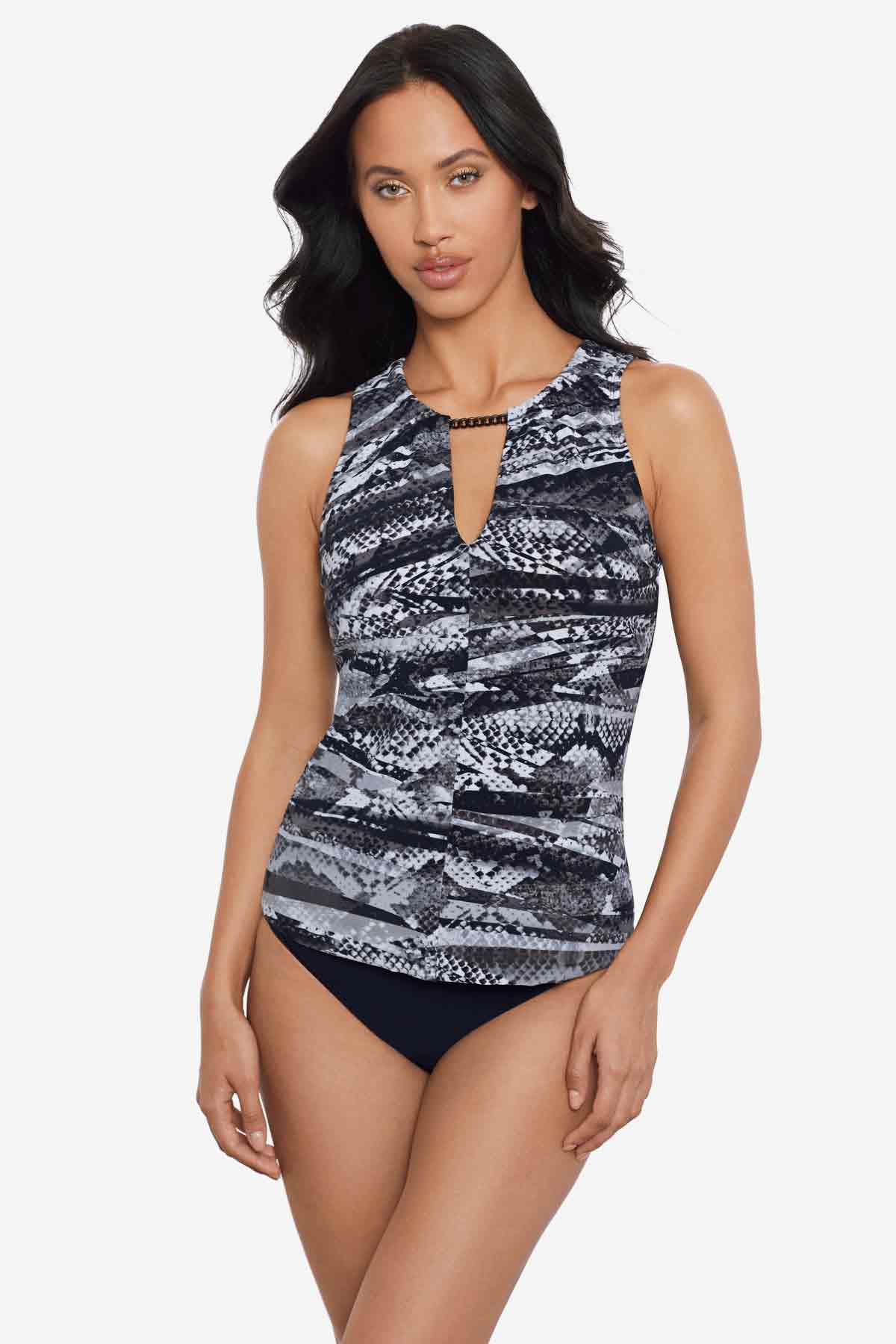 Miraclesuit Black/Grey Magicsuit Za'Atar Chanae Tankini Top