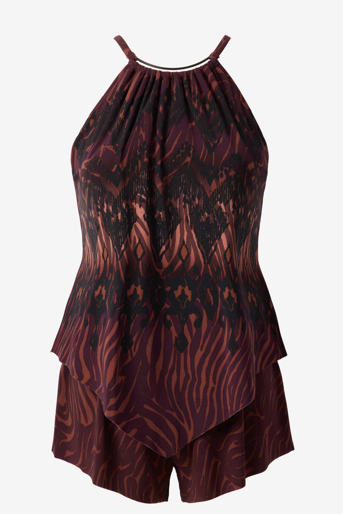Miraclesuit Brown/Multi Magicsuit Zabra Goldie One Piece Romper Swimsuit