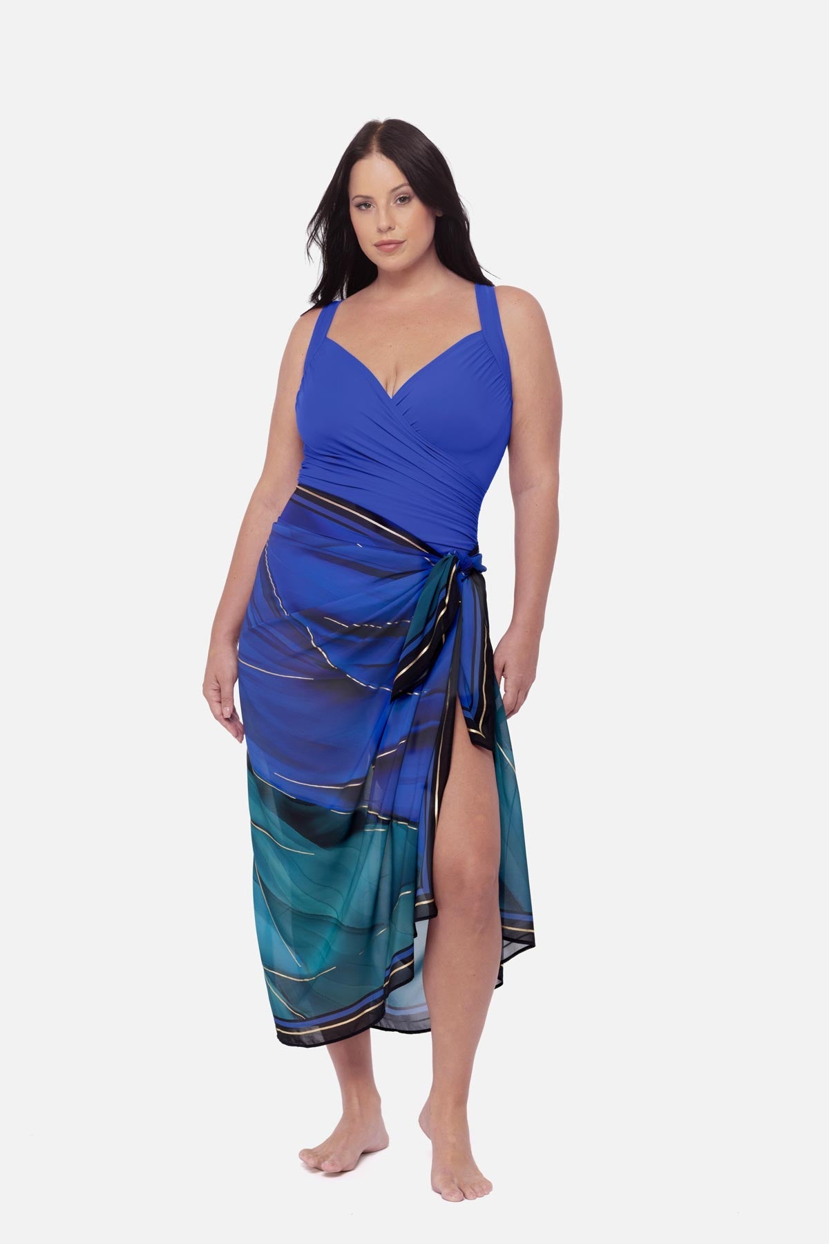 Miraclesuit Blue/Multi Plus Size Pareo Cover Up in Maldiva