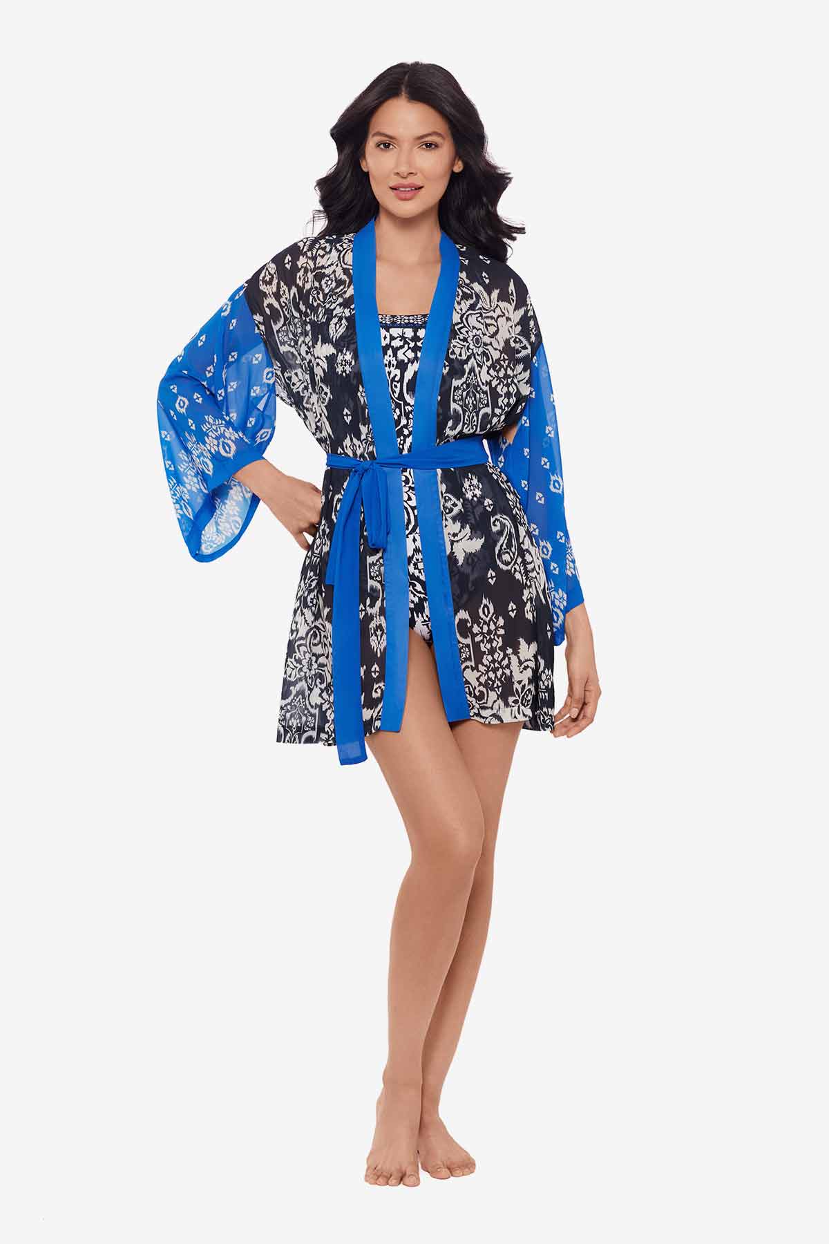 Miraclesuit Midnight/White Talavera Kimono Swim Cover Up