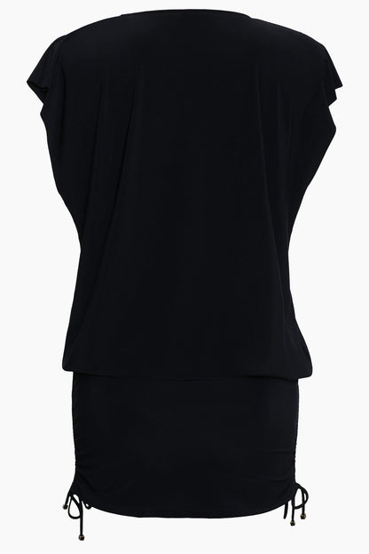 Miraclesuit Black Magicsuit Shirred Beach Dress Swim Cover Up