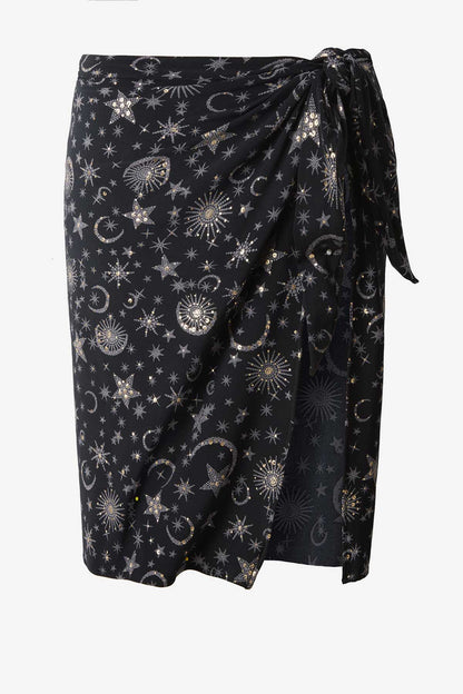 Miraclesuit Black/Gold Sarong Cover Up in Lucky Stars