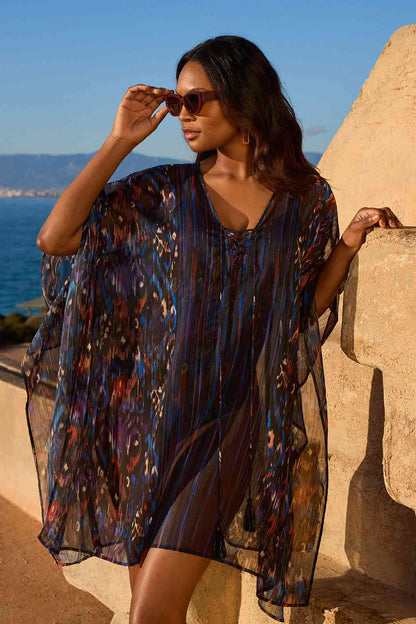Miraclesuit Black/Multi Tapiz Caftan Swim Cover Up