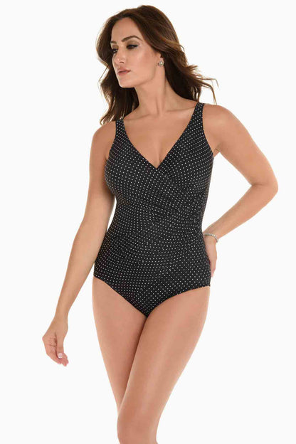 Miraclesuit Black/White Pin Point Oceanus One Piece Swimsuit